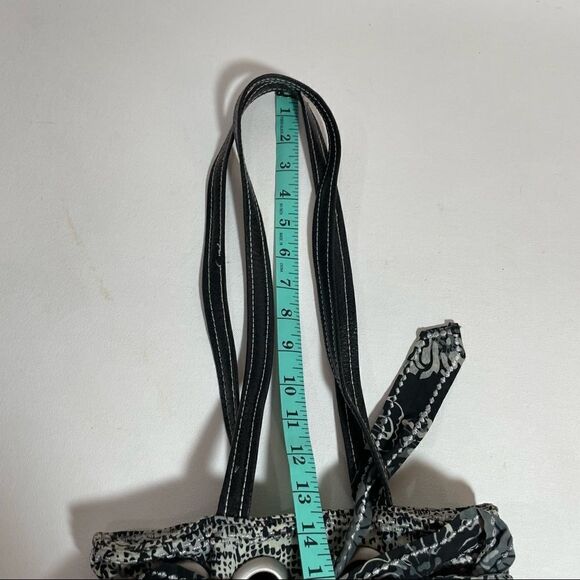 Handmade hand sewn black and gray batik fabric bag with tons of pockets! - Picture 6 of 12